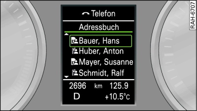 Darstellung im Fahrerinformationssystem